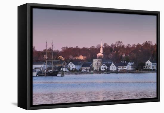 USA, Connecticut, Mystic, houses along Mystic River at dawn-Walter Bibikow-Framed Premier Image Canvas