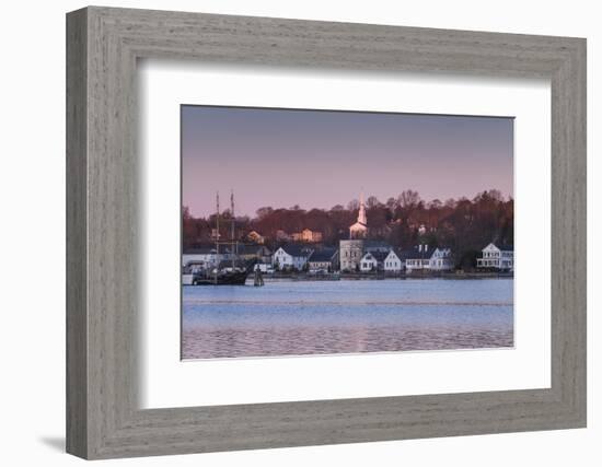 USA, Connecticut, Mystic, houses along Mystic River at dawn-Walter Bibikow-Framed Photographic Print