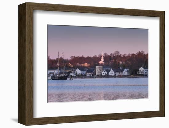 USA, Connecticut, Mystic, houses along Mystic River at dawn-Walter Bibikow-Framed Photographic Print