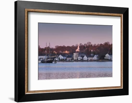 USA, Connecticut, Mystic, houses along Mystic River at dawn-Walter Bibikow-Framed Photographic Print