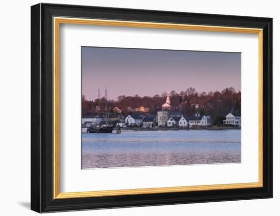 USA, Connecticut, Mystic, houses along Mystic River at dawn-Walter Bibikow-Framed Photographic Print