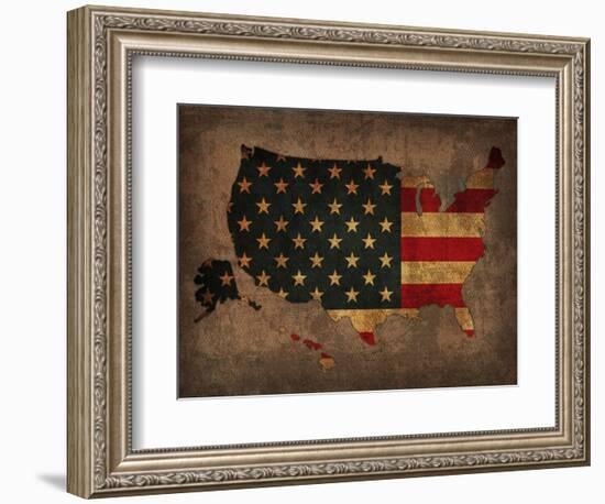 Usa Country Flag Map-Red Atlas Designs-Framed Giclee Print