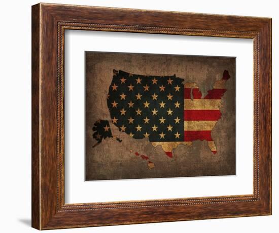 Usa Country Flag Map-Red Atlas Designs-Framed Giclee Print