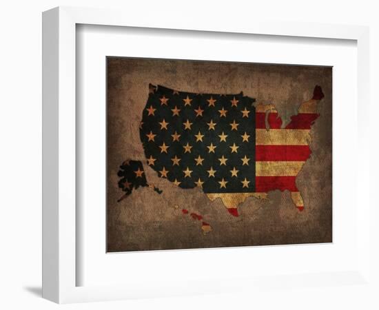 Usa Country Flag Map-Red Atlas Designs-Framed Giclee Print