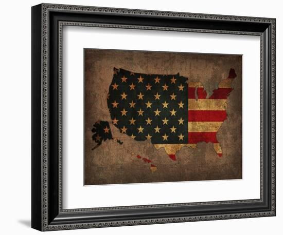 Usa Country Flag Map-Red Atlas Designs-Framed Giclee Print