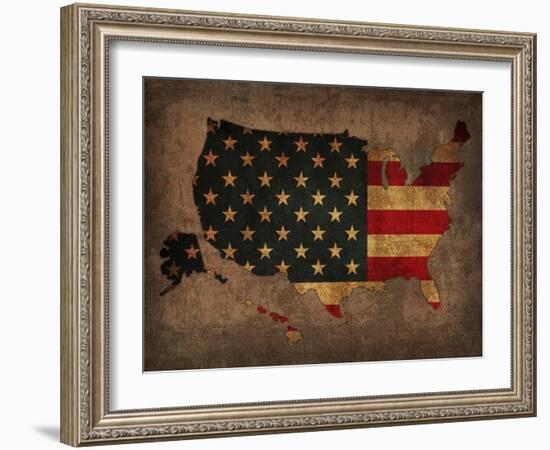 Usa Country Flag Map-Red Atlas Designs-Framed Giclee Print