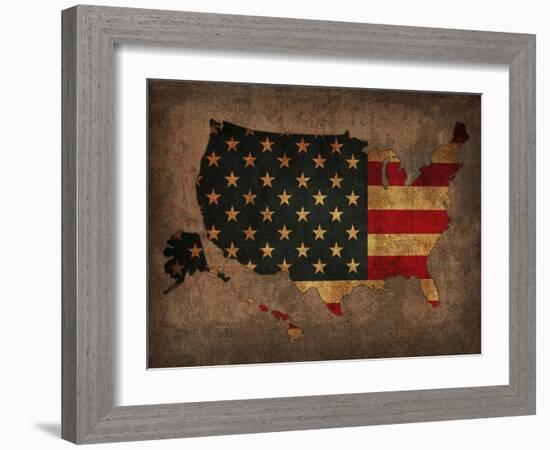 Usa Country Flag Map-Red Atlas Designs-Framed Giclee Print