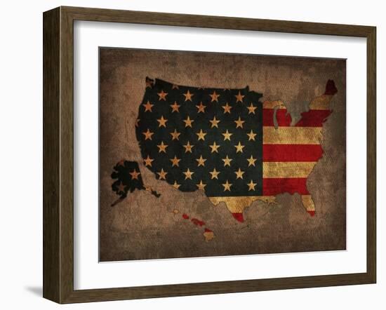 Usa Country Flag Map-Red Atlas Designs-Framed Giclee Print