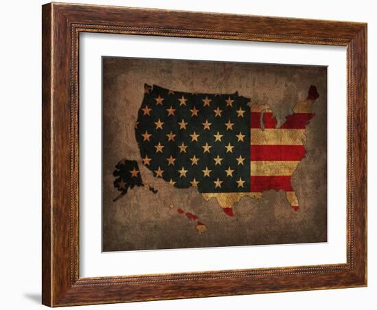 Usa Country Flag Map-Red Atlas Designs-Framed Giclee Print