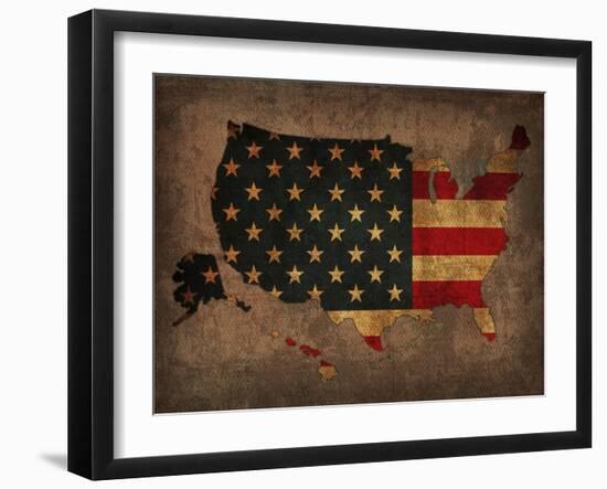 Usa Country Flag Map-Red Atlas Designs-Framed Giclee Print