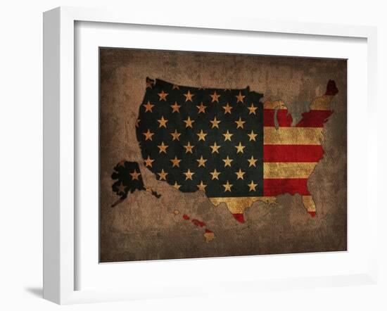 Usa Country Flag Map-Red Atlas Designs-Framed Giclee Print