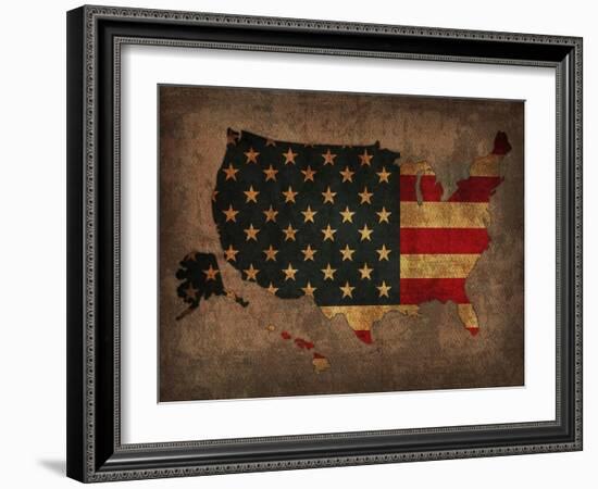 Usa Country Flag Map-Red Atlas Designs-Framed Giclee Print