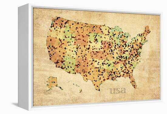 USA Crystallized County Map-David Bowman-Framed Premier Image Canvas