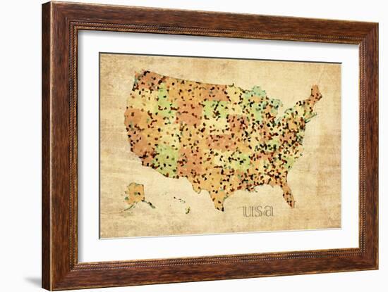 USA Crystallized County Map-David Bowman-Framed Giclee Print