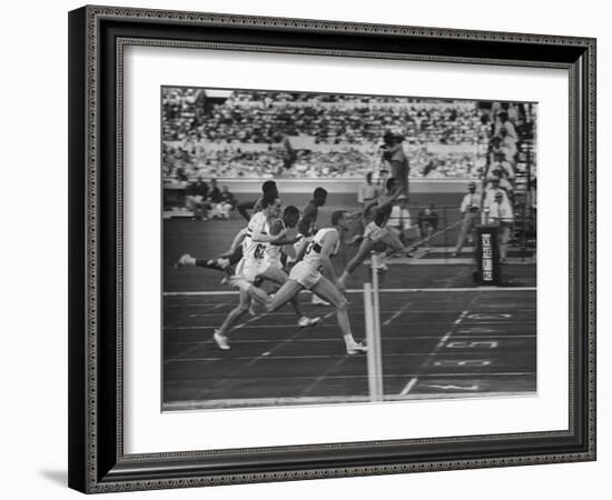 Usa Dave Sime and German Armin Hary at End of Men's 100-Meter Dash-null-Framed Premium Photographic Print