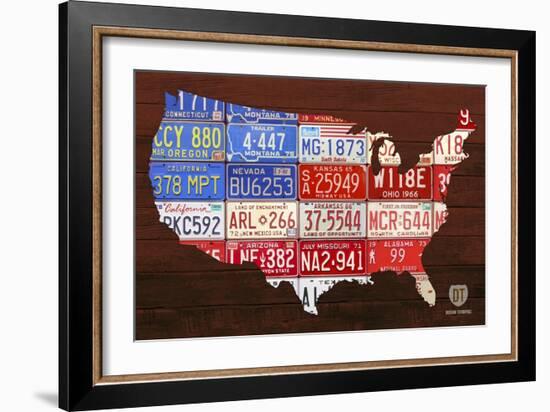 USA Flag Map-Design Turnpike-Framed Giclee Print
