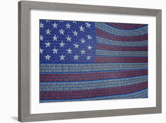 Usa Flag Of Binary Code-rolffimages-Framed Premium Giclee Print