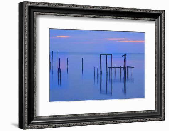 USA, Florida, Apalachicola. Remains of an old dock at sunrise.-Joanne Wells-Framed Photographic Print