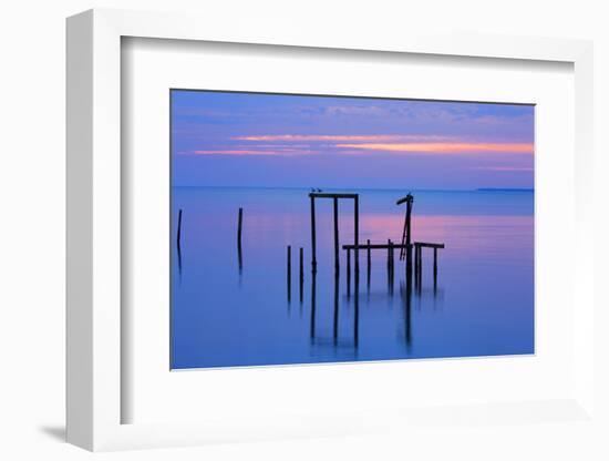 USA, Florida. Apalachicola, Remains of an old dock at sunrise.-Joanne Wells-Framed Photographic Print