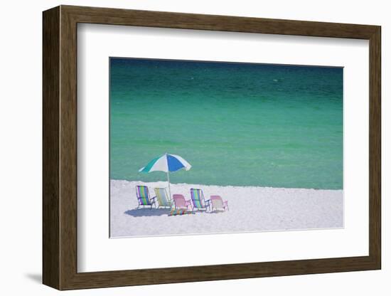 USA, Florida. Beach chairs on the Emerald Coast, Destin.-Anna Miller-Framed Photographic Print