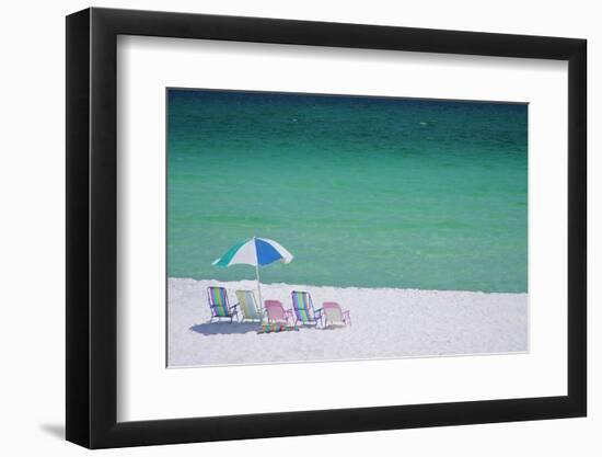 USA, Florida. Beach chairs on the Emerald Coast, Destin.-Anna Miller-Framed Photographic Print