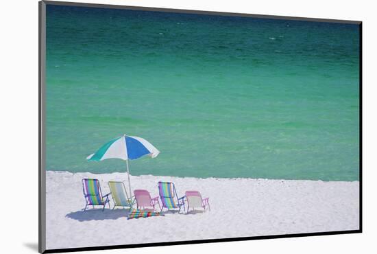 USA, Florida. Beach chairs on the Emerald Coast, Destin.-Anna Miller-Mounted Photographic Print