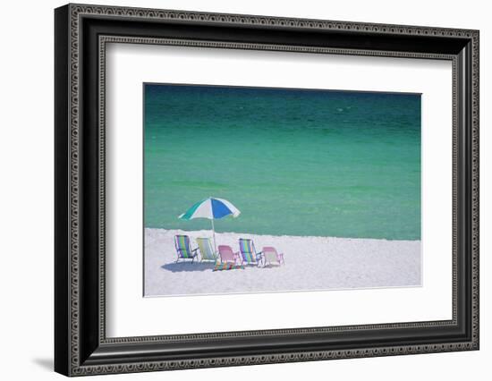 USA, Florida. Beach chairs on the Emerald Coast, Destin.-Anna Miller-Framed Photographic Print