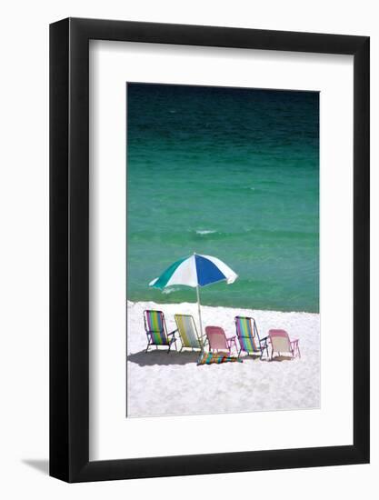 USA, Florida. Beach chairs on the Emerald Coast, Destin.-Anna Miller-Framed Photographic Print