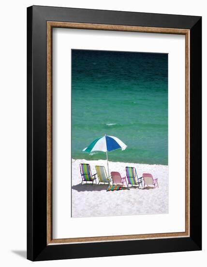 USA, Florida. Beach chairs on the Emerald Coast, Destin.-Anna Miller-Framed Photographic Print