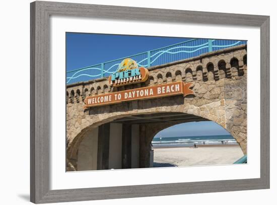 USA, Florida, Daytona Beach, Welcome sign to Main Street Pier.-Lisa S^ Engelbrecht-Framed Photographic Print