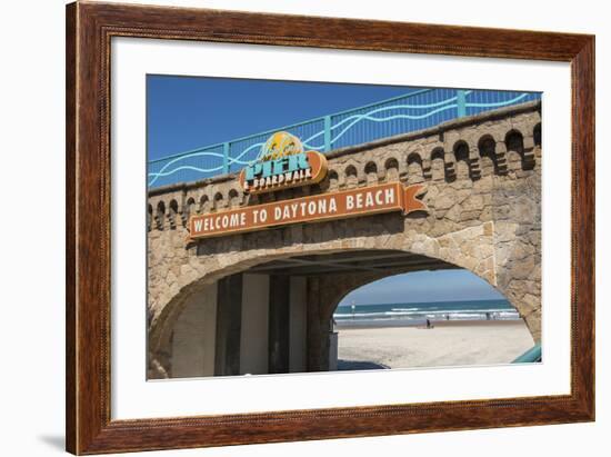 USA, Florida, Daytona Beach, Welcome sign to Main Street Pier.-Lisa S^ Engelbrecht-Framed Photographic Print