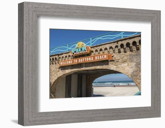 USA, Florida, Daytona Beach, Welcome sign to Main Street Pier.-Lisa S^ Engelbrecht-Framed Photographic Print