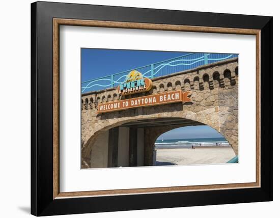 USA, Florida, Daytona Beach, Welcome sign to Main Street Pier.-Lisa S^ Engelbrecht-Framed Photographic Print