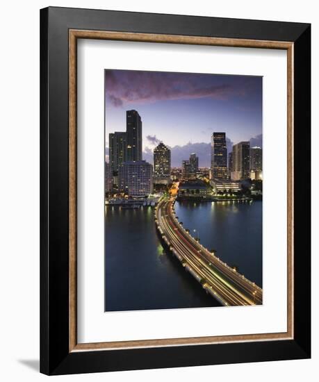 USA, Florida, Miami, Elevated City Skyline from Brickell Key-Walter Bibikow-Framed Photographic Print