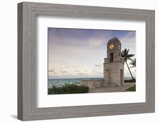 USA, Florida, Palm Beach, Worth Avenue, Clock Tower, Dusk-Walter Bibikow-Framed Photographic Print