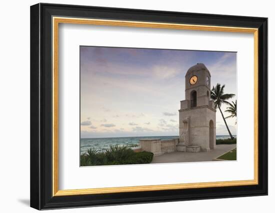 USA, Florida, Palm Beach, Worth Avenue, Clock Tower, Dusk-Walter Bibikow-Framed Photographic Print