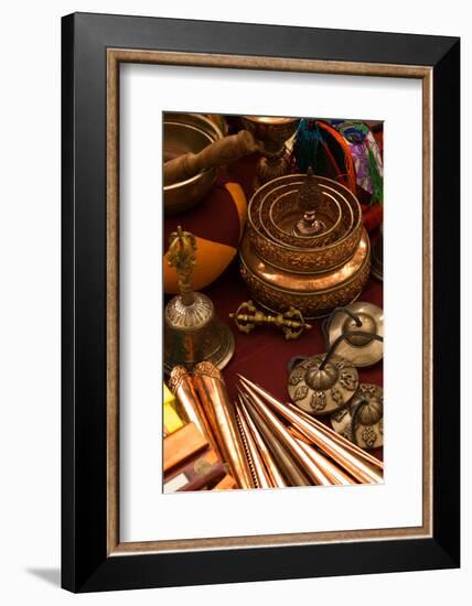 USA; Georgia; Savannah; Copper utensils used by Tibetan Monks-Joanne Wells-Framed Photographic Print