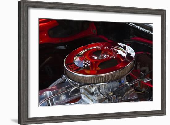 USA, Georgia, Savannah, Engine of a Car in Car Show-Joanne Wells-Framed Photographic Print