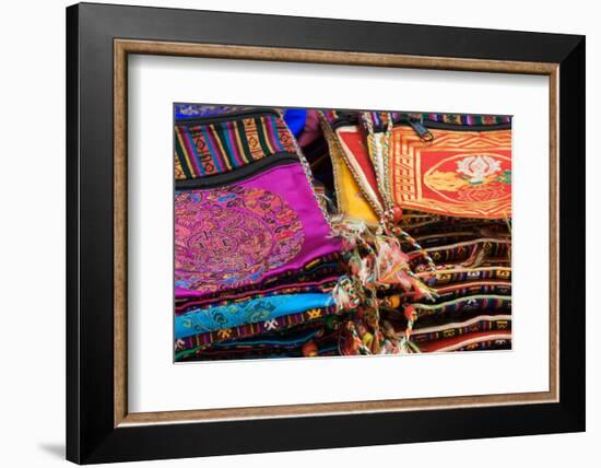 USA; Georgia; Savannah; Fabrics on display by Tibetan monks-Joanne Wells-Framed Photographic Print