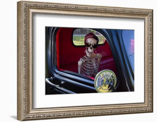 USA, Georgia, Savannah, Skeleton Character in Car Show-Joanne Wells-Framed Photographic Print