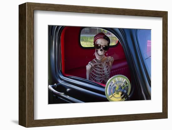 USA, Georgia, Savannah, Skeleton Character in Car Show-Joanne Wells-Framed Photographic Print