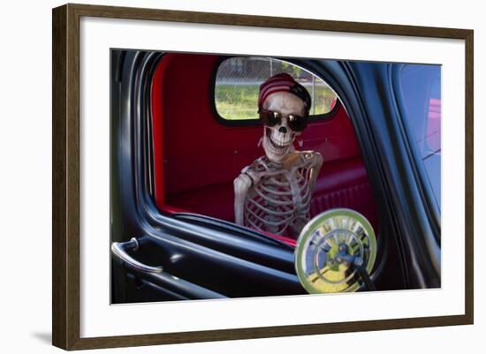 USA, Georgia, Savannah, Skeleton Character in Car Show-Joanne Wells-Framed Photographic Print