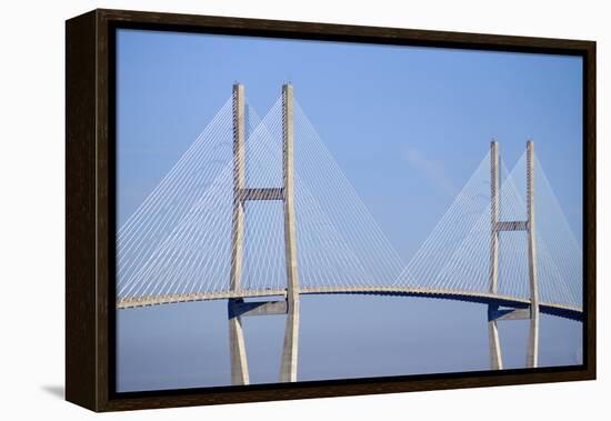 USA, Georgia, Savannah. Talmadge Memorial Bridge over the Savannah River.-Joanne Wells-Framed Premier Image Canvas