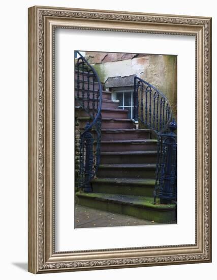 USA, Georgia, Savannah. Wrought iron railing at home in the Historic District.-Joanne Wells-Framed Photographic Print