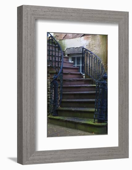 USA, Georgia, Savannah. Wrought iron railing at home in the Historic District.-Joanne Wells-Framed Photographic Print