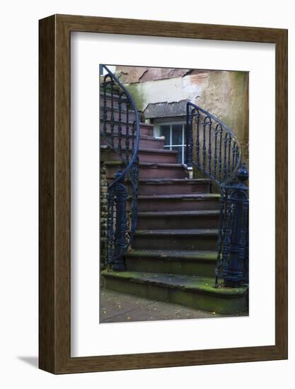 USA, Georgia, Savannah. Wrought iron railing at home in the Historic District.-Joanne Wells-Framed Photographic Print