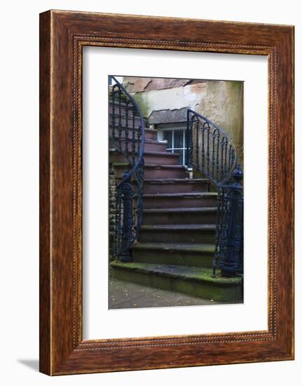 USA, Georgia, Savannah. Wrought iron railing at home in the Historic District.-Joanne Wells-Framed Photographic Print