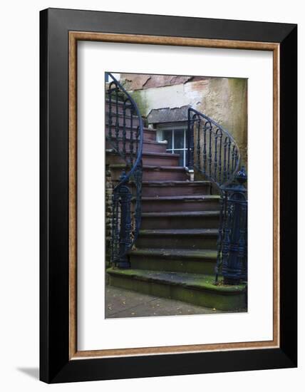 USA, Georgia, Savannah. Wrought iron railing at home in the Historic District.-Joanne Wells-Framed Photographic Print