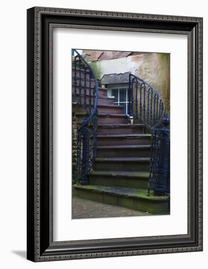 USA, Georgia, Savannah. Wrought iron railing at home in the Historic District.-Joanne Wells-Framed Photographic Print