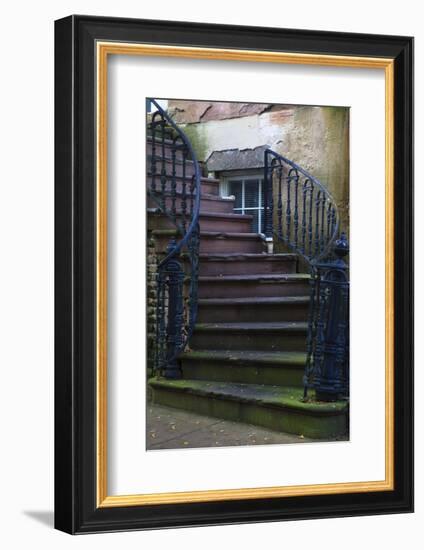 USA, Georgia, Savannah. Wrought iron railing at home in the Historic District.-Joanne Wells-Framed Photographic Print